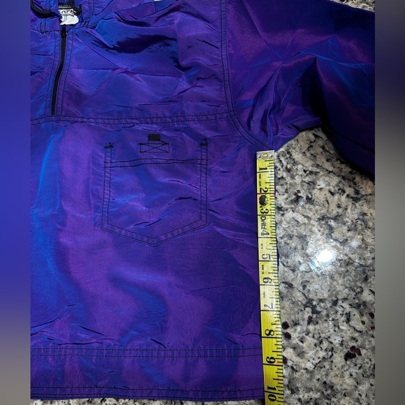 VTG 1990s ZAPP International Neon Purple Iridescent Cropped Windbreaker Jacket - Picture 5 of 9